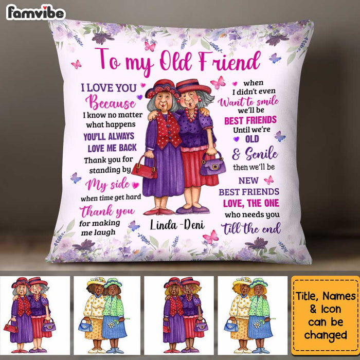 Personalized Old Friends Thank You Purple Floral Pillow OB262 58O34 1