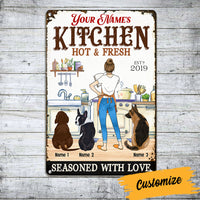 Personalized Dog Kitchen Seasoned With Love Metal Sign JL129 30O53 thumb 1