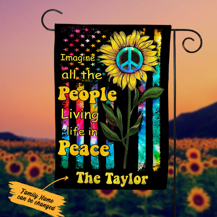 Personalized Hippie Imagine Sunflower Flag JL111 30O36 1