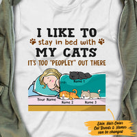 Personalized Stay In Bed With My Cat T Shirt  JR131 29O47 thumb 1