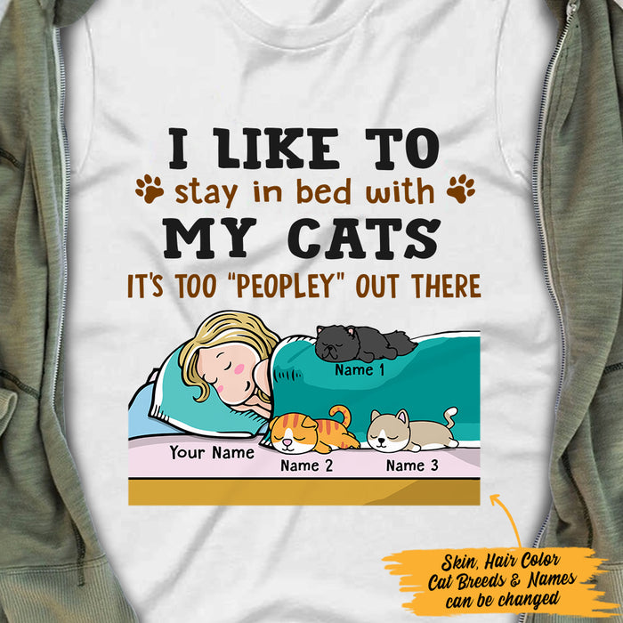 Personalized Stay In Bed With My Cat T Shirt  JR131 29O47 1