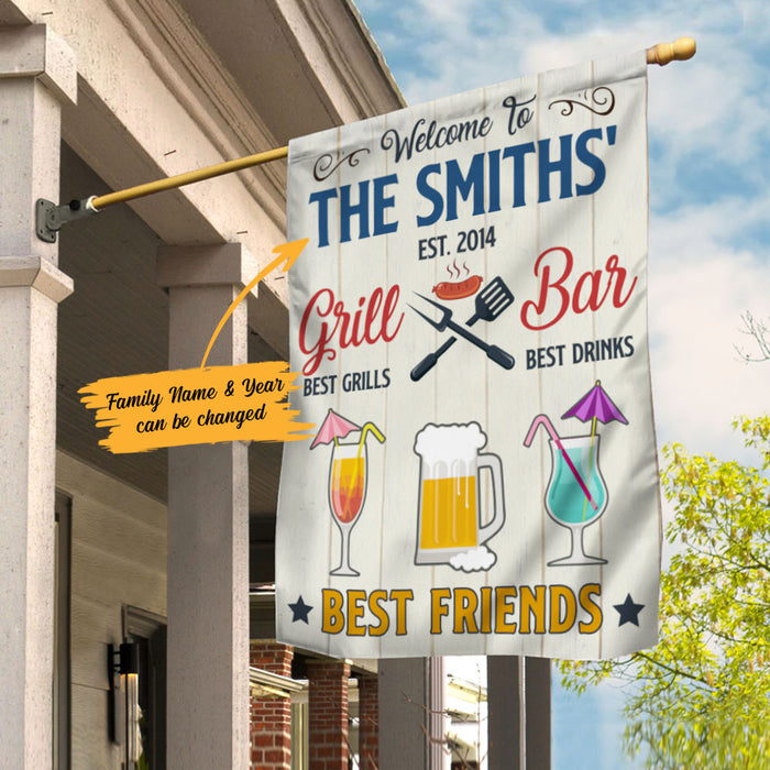 Personalized Backyard Bar And Grill Gardening Flag AG123 73O58 1