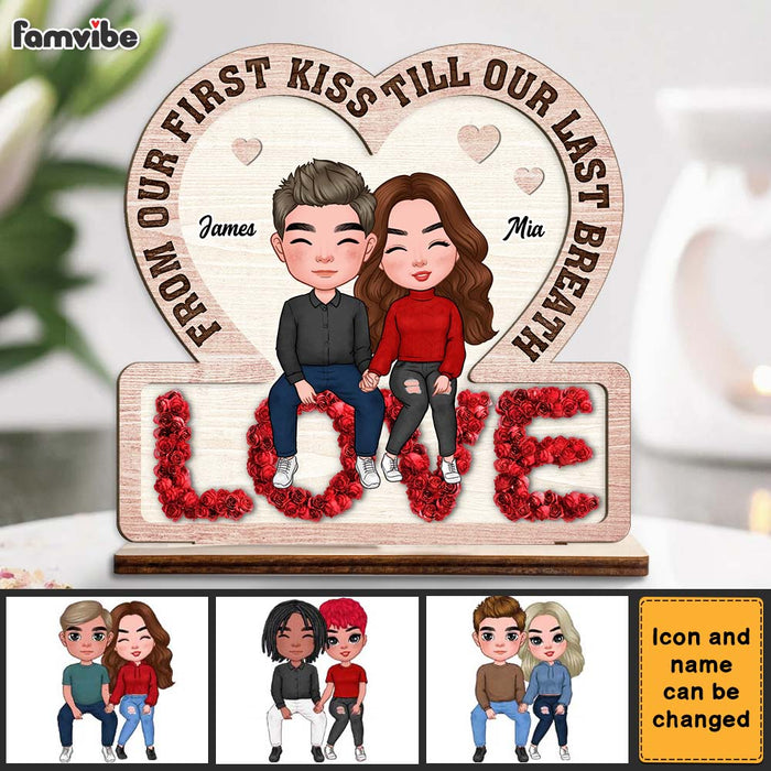 Personalized  Couple From Our First Kiss Till Our Breath Wood Plaque 22822 1
