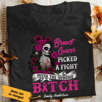 Personalized Skull Girl Breast Cancer T Shirt AG254 85O47 thumb 1