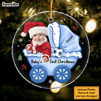 Personalized Photo Baby's First Christmas Baby Carriage Circle Ornament 30314 thumb 1