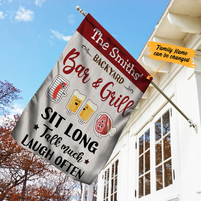 Personalized Backyard Bar And Grill Gardening Flag AG123 65O57 1