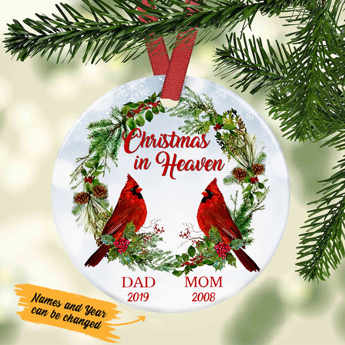Personalized 'Christmas in Heaven' Memorial Mom Dad Ornament