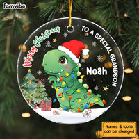 Personalized Christmas Gift For Grandson Dinosaur Merry Christmas Circle Ornament 30378 thumb 1