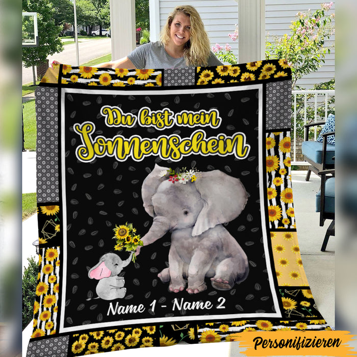 Personalized Elephant Mom Grandma German Mama Oma Blanket AP1422 95O47 1