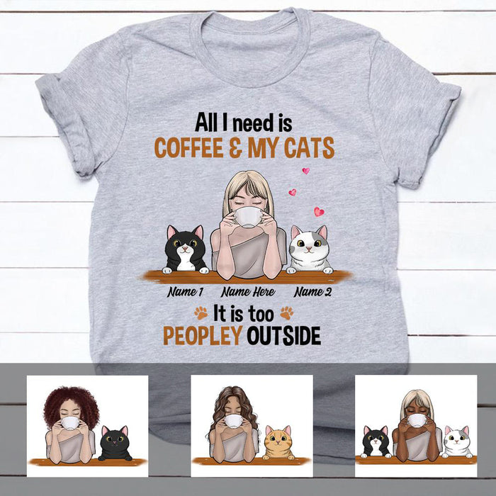 Personalized Cat Mom Coffee Too Peopley T Shirt FB262 81O34 1