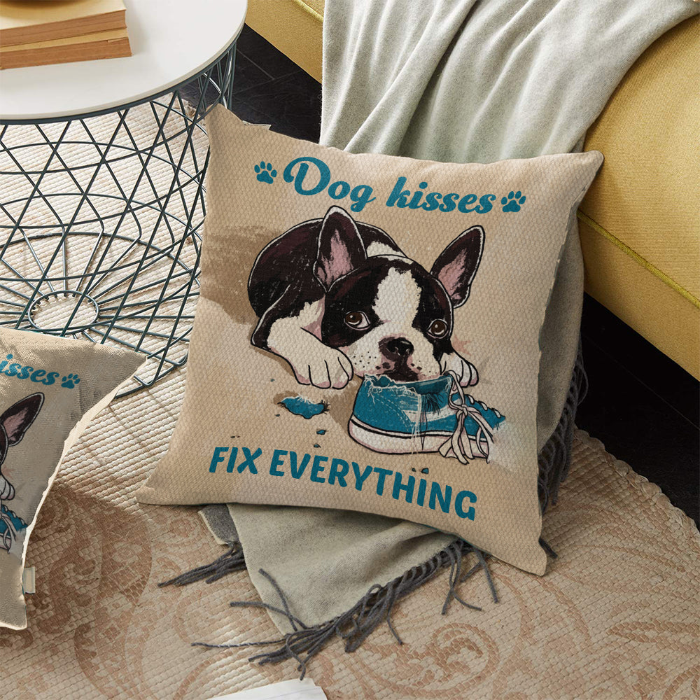 Boston Terrier Pillow AU1504 90O39 (Insert Included)