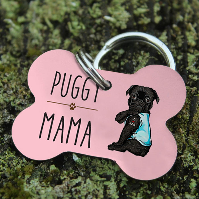 Black Pug Dog Bone Pet Tag SAP0806 81O36 1