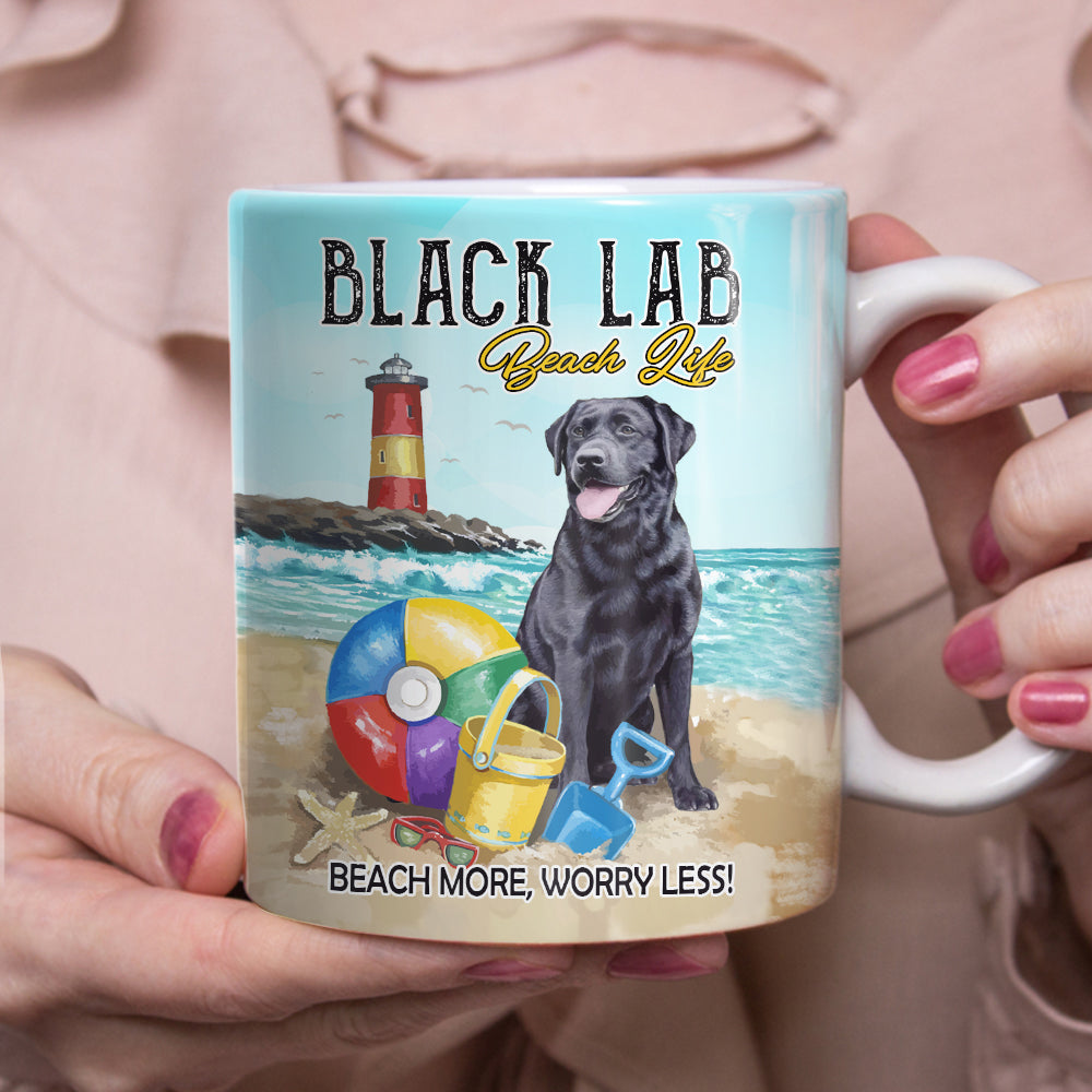 Black Labrador Retriever Dog Beach Life Mug MY131 73O57