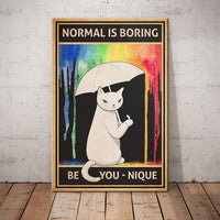 White Cat Rainbow Rain Canvas thumb 1