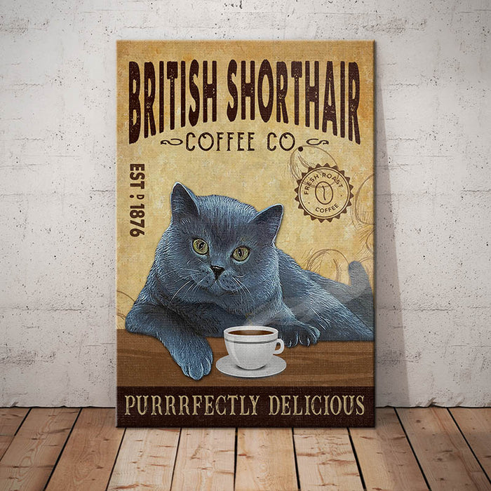 British Shorthair Cat Coffee Company Canvas MR2102 73O36 1