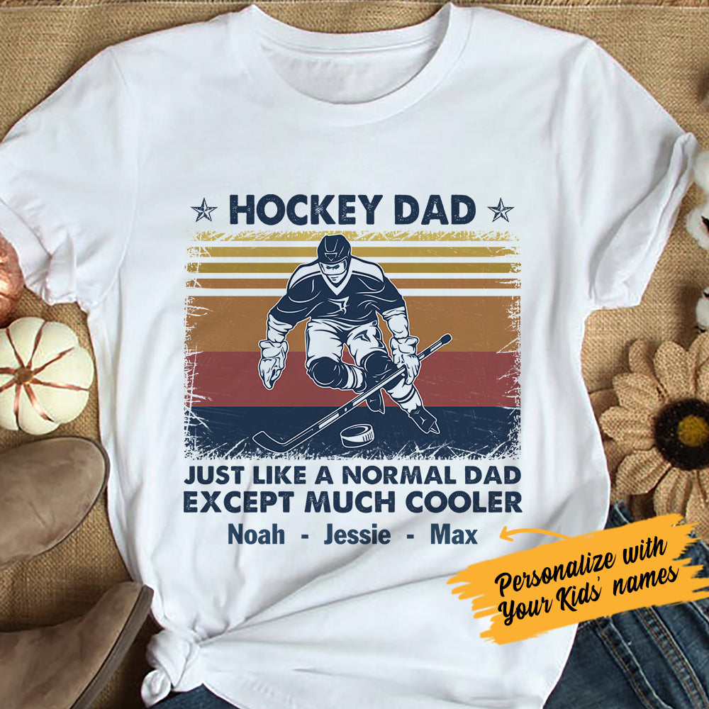 Personalized Hockey Dad  White T Shirt MY221 90O36