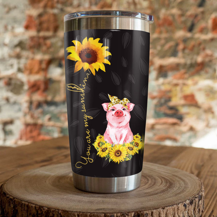 Pig Sunflower Steel Tumbler FB0309 68O49 1