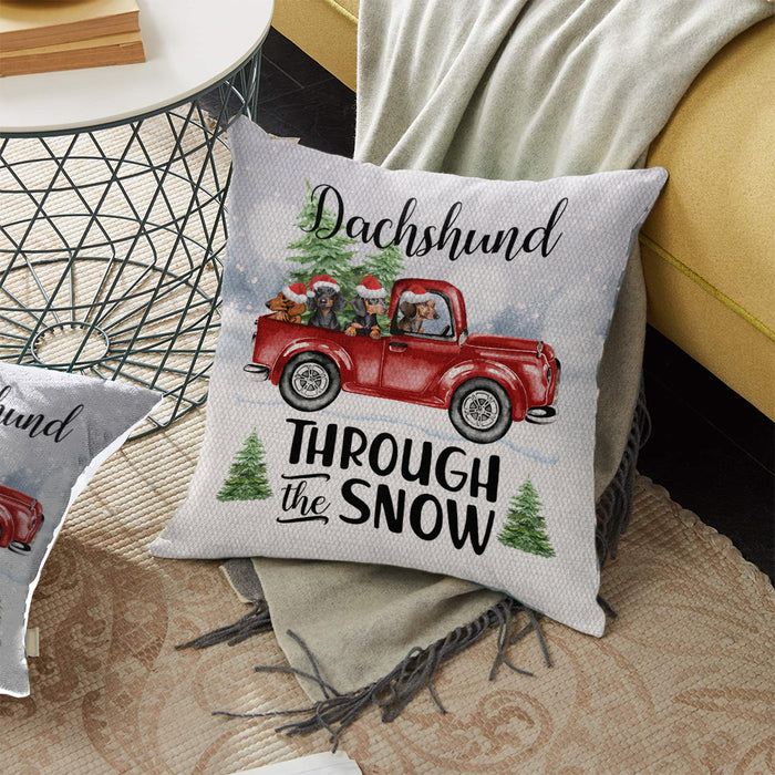 Dachshund Christmas Pillow AU2802 82O34 (Insert Included) 1