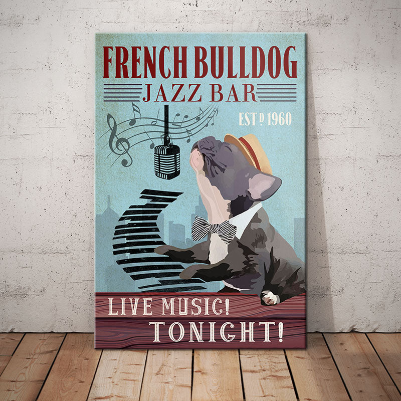 French Bulldog Jazz Bar Canvas MR0501 67O39