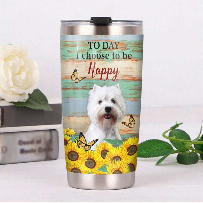 Westie Dog & Sunflower Steel Tumbler 1