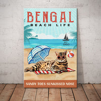 Bengal Cat Beach Life Canvas SMY212 67O53 thumb 1