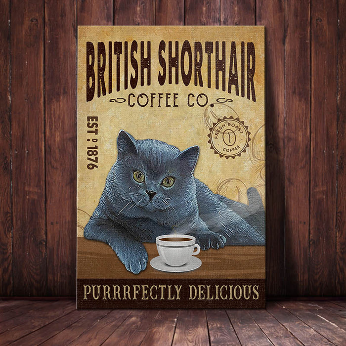 British Shorthair Cat Coffee Company Canvas MR2102 73O36 1