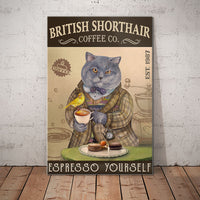 British Shorthair Cat Coffee Company Canvas MR1102 73O50 thumb 1