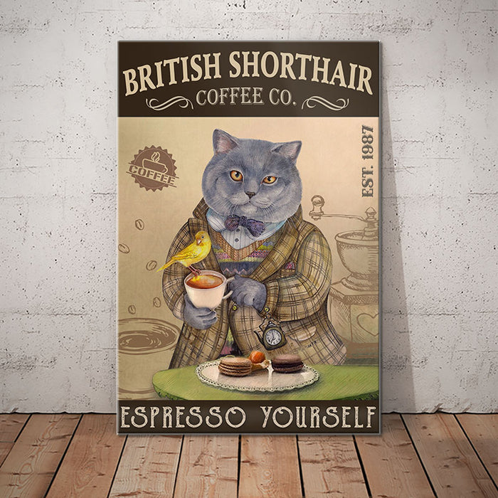 British Shorthair Cat Coffee Company Canvas MR1102 73O50 1