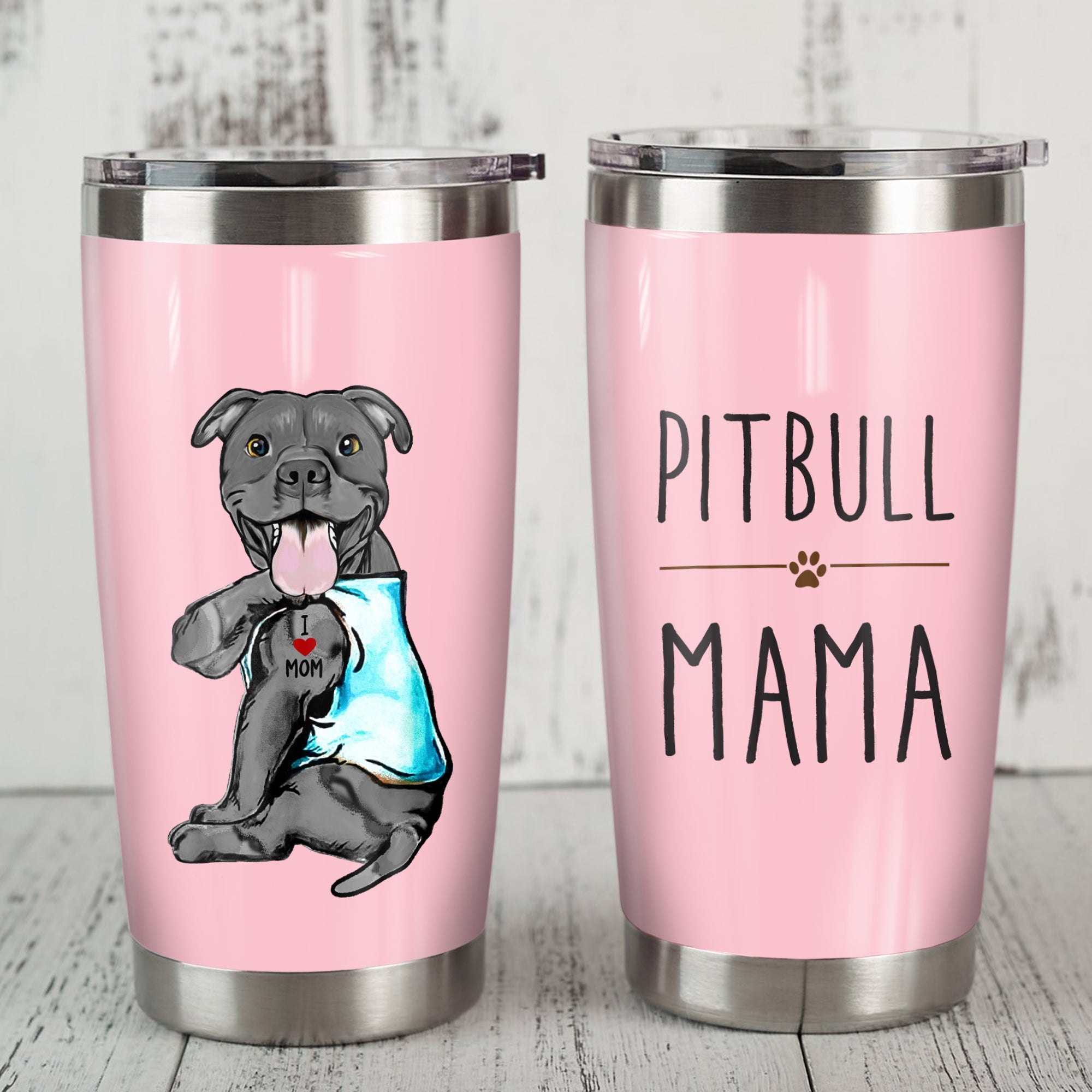 Pitbull Dog Mama Steel Tumbler
