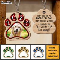Personalized Dog Mom Don't Cry For Me Memorial Photo Wood Keychain 22824 thumb 1