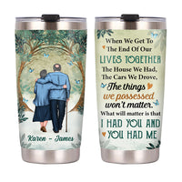 Personalized Old Couple Winter Forest Steel Tumbler JL56 30O53 thumb 1