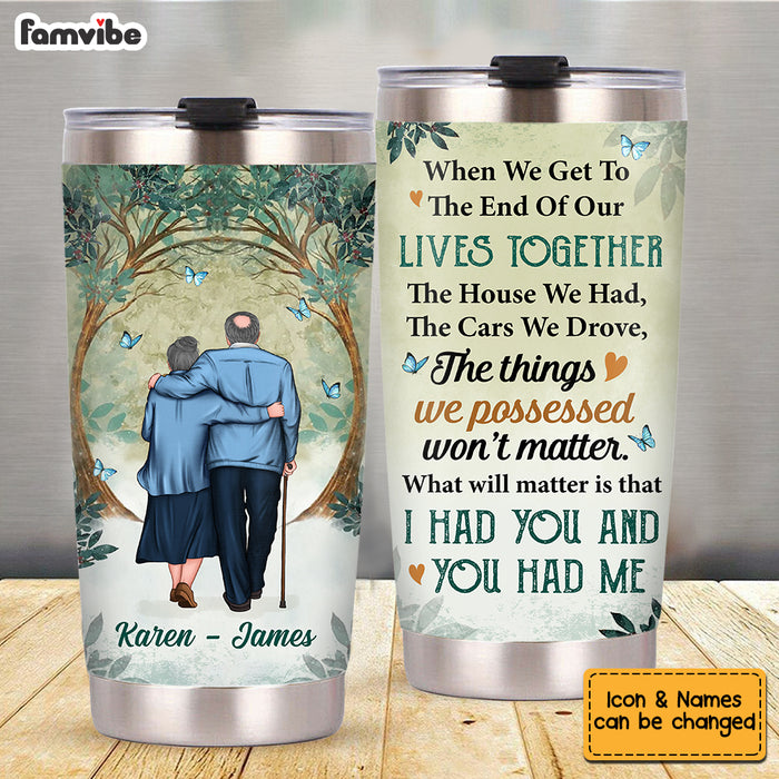 Personalized Old Couple Winter Forest Steel Tumbler JL56 30O53 1