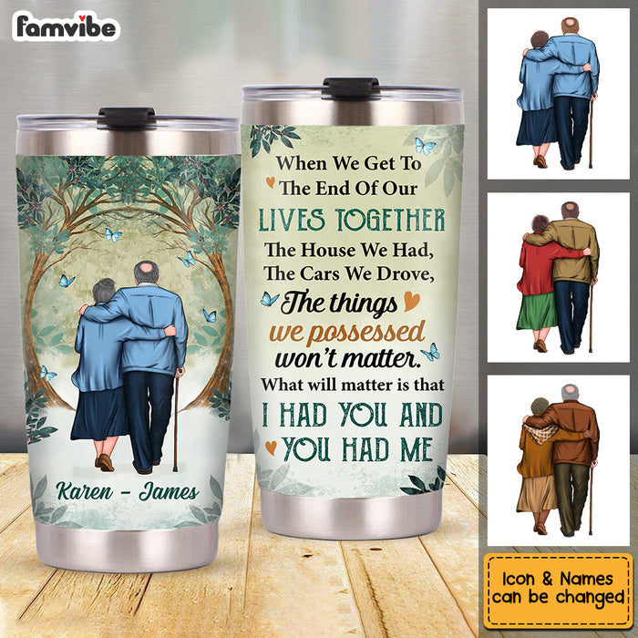 Personalized Old Couple Winter Forest Steel Tumbler JL56 30O53 1