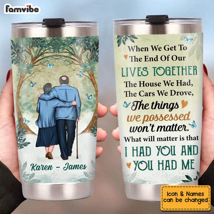 Personalized Old Couple Winter Forest Steel Tumbler JL56 30O53 1