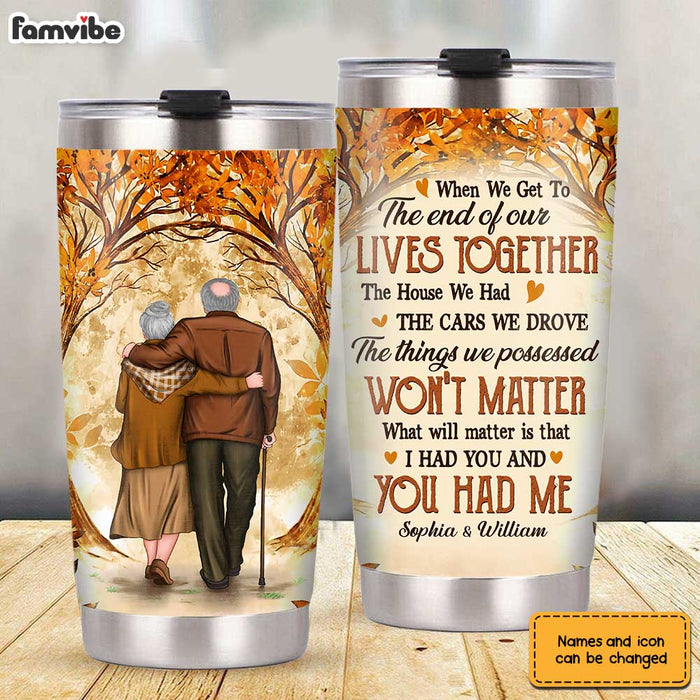 Personalized Old Couple Autumn Forest Steel Tumbler JL54 30O31 1
