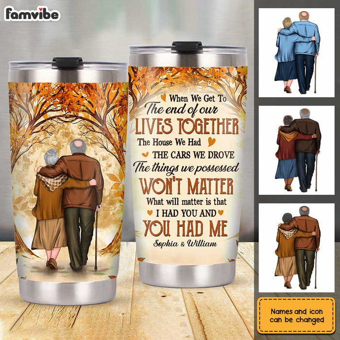 Personalized Old Couple Autumn Forest Steel Tumbler JL54 30O31 1