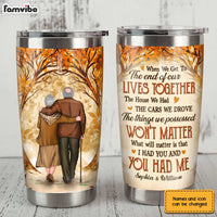Personalized Old Couple Autumn Forest Steel Tumbler JL54 30O31 thumb 1