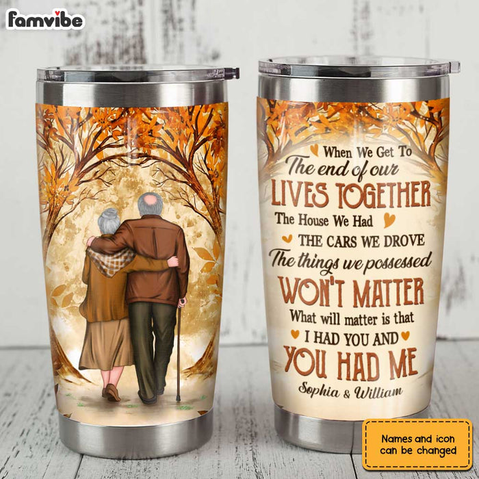 Personalized Old Couple Autumn Forest Steel Tumbler JL54 30O31 1