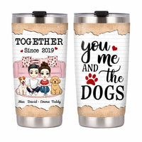 Personalized Couple And Dog Steel Tumbler JL62 30O47 thumb 1