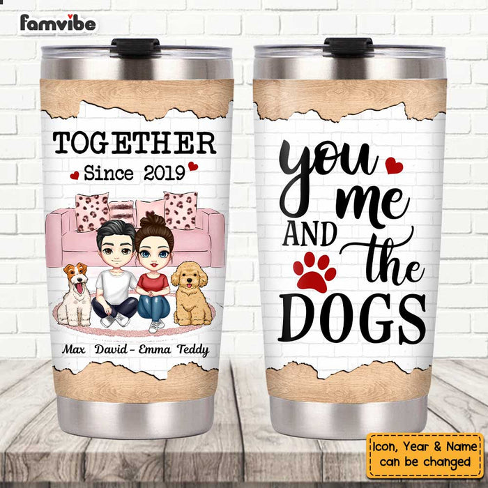 Personalized Couple And Dog Steel Tumbler JL62 30O47 1