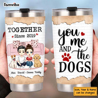 Personalized Couple And Dog Steel Tumbler JL62 30O47 thumb 1