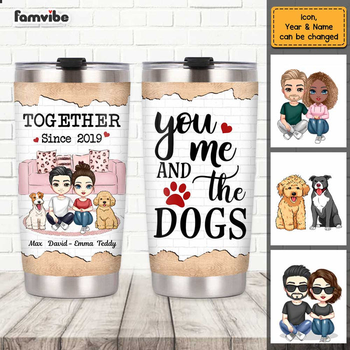 Personalized Couple And Dog Steel Tumbler JL62 30O47 1