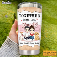 Personalized Couple And Dog Steel Tumbler JL62 30O47 thumb 1