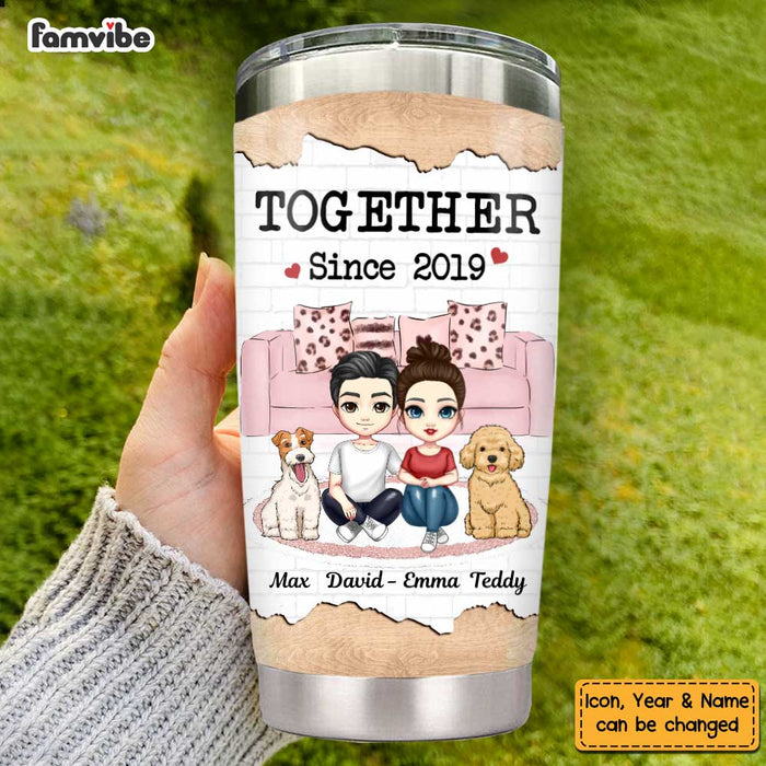 Personalized Couple And Dog Steel Tumbler JL62 30O47 1