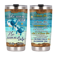 Personalized Turtle Couple I Choose You Under The Ocean Steel Tumbler JL81 32O53 thumb 1