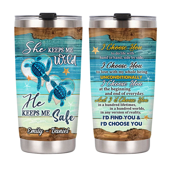 Personalized Turtle Couple I Choose You Under The Ocean Steel Tumbler JL81 32O53 1