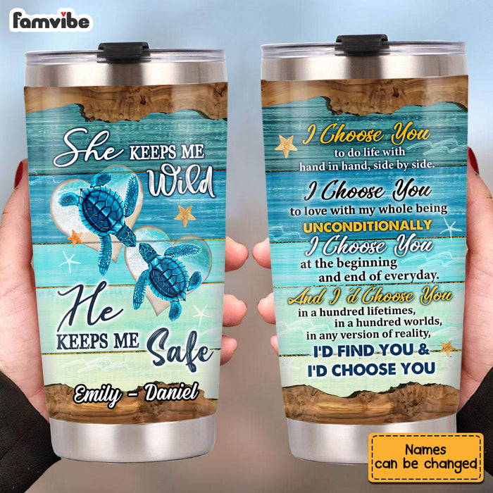 Personalized Turtle Couple I Choose You Under The Ocean Steel Tumbler JL81 32O53 1