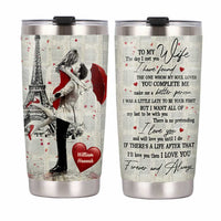 Personalized To My Wife Paris Tower Red Umbrella Couple Steel Tumbler JL82 32O34 thumb 1