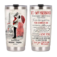 Personalized To My Husband Paris Tower Red Umbrella Steel Tumbler JL83 32O28 thumb 1