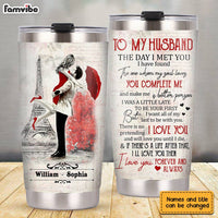 Personalized To My Husband Paris Tower Red Umbrella Steel Tumbler JL83 32O28 thumb 1